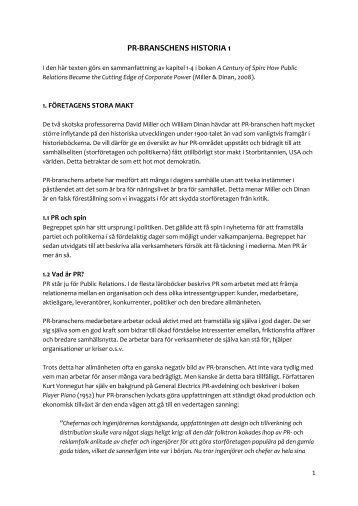 PR-BRANSCHENS HISTORIA 1 - Institutionen för reklam och PR