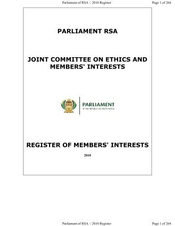 parliament rsa joint committee on ethics and members' interests ...