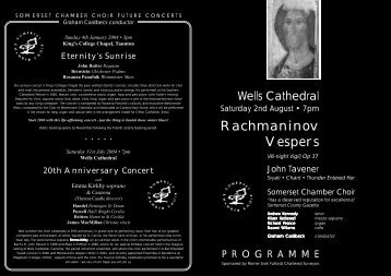 to view the concert programme - Somerset Chamber Choir