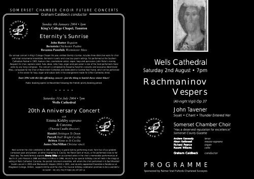 to view the concert programme - Somerset Chamber Choir