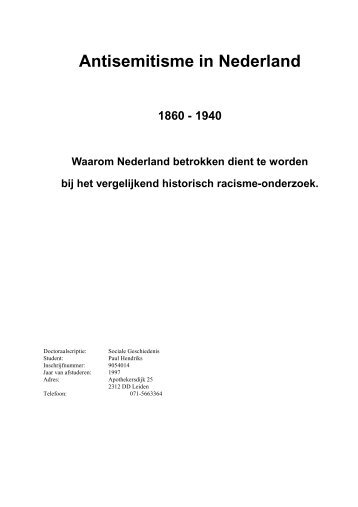 Antisemitisme in Nederland 1860-1940 - Het Historisch Huis