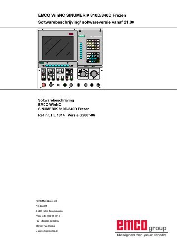 EMCO WinNC SINUMERIK 810D/840D Frezen Softwarebeschrijving