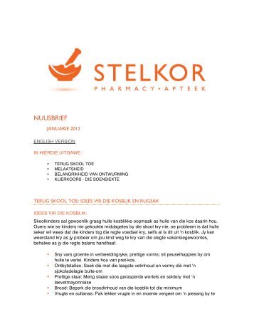 NUUSBRIEF - stelkor pharmacy