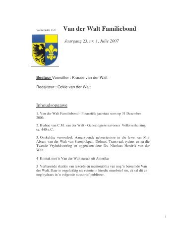 Jaargang23, Nr 1, 2007 - Van Der Walt Bond