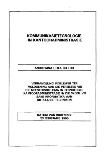 KOMMUNIKASIETEGNOLOGIE IN KANTOORADMINISTRASIE