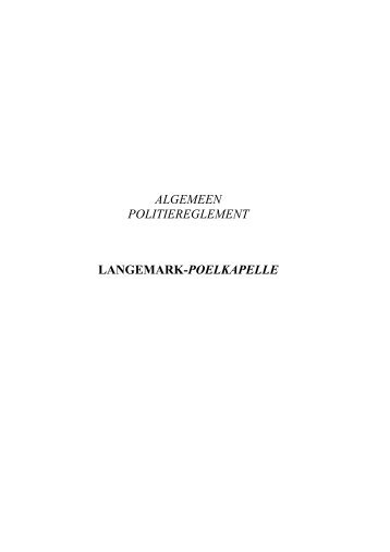 Algemeen politiereglement - Gemeente Langemark-Poelkapelle