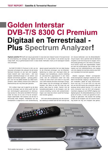 Golden Interstar DVB-T/S 8300 CI Premium Digitaal en Terrestriaal ...