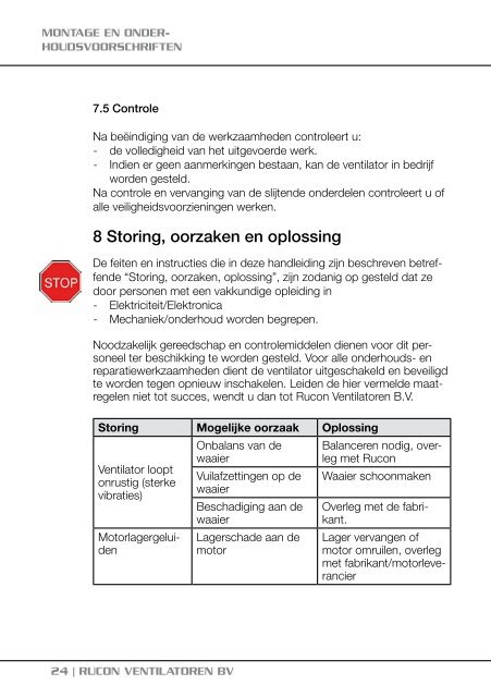 montage- en onder- houdsvoorschriften - Rucon ventilatoren