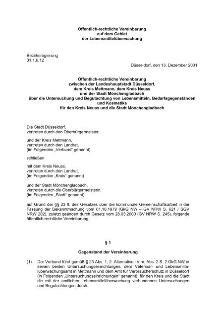 Öffentlich-rechtliche Vereinbarung auf dem Gebiet der ...