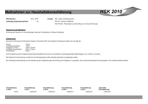 Maßnahmen zur Haushaltskonsolidierung - Stadt Mönchengladbach