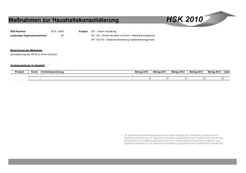 Maßnahmen zur Haushaltskonsolidierung - Stadt Mönchengladbach