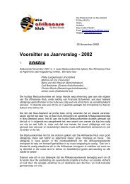 Voorsitter se Jaarverslag - 2002 - Afrikaanse Klub