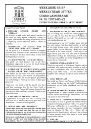 WEEKLIKSE BRIEF WEEKLY NEWS LETTER Curro Langebaan Nr ...