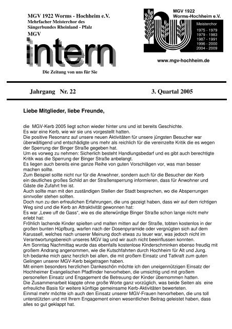 Heft 3 / 2005 - MGV 1922 Worms-Hochheim e. V.