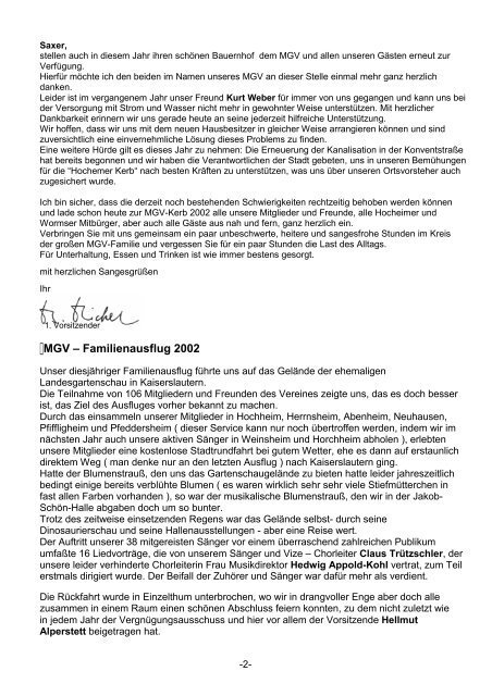 Heft 2 / 2002 - MGV 1922 Worms-Hochheim e. V.