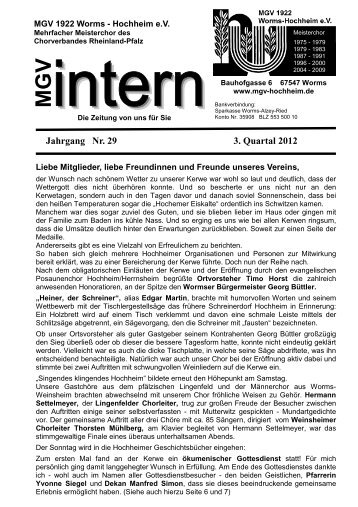 Heft 3 / 2012 - MGV 1922 Worms-Hochheim e. V.