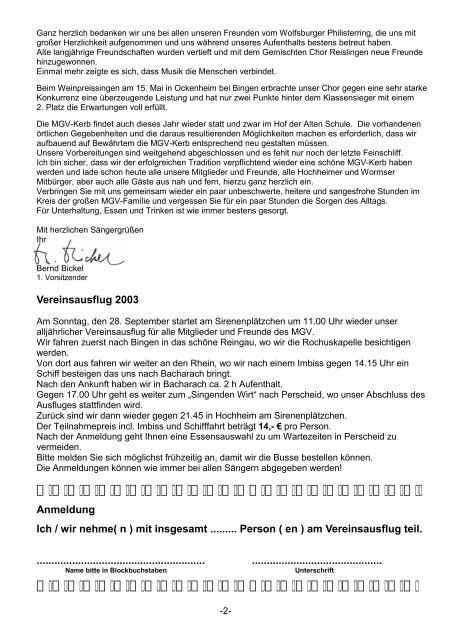 Heft 2 / 2003 - MGV 1922 Worms-Hochheim e. V.