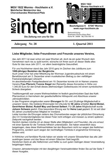 Heft 1 Jahrgang 2011 MGV-intern - MGV 1922 Worms-Hochheim e. V.