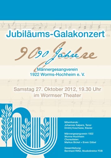Jubiläum-Galakonzert Programmheft ist da - MGV 1922 Worms ...