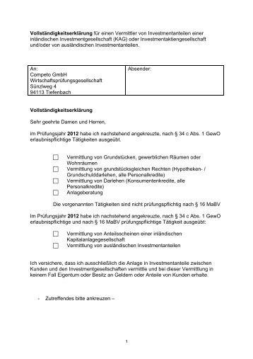 Vollständigkeitserklärung 2012 - monad Deutsche Gesellschaft für ...