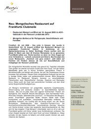 Pressemitteilung für Frankfurt - Mongo's Restaurant