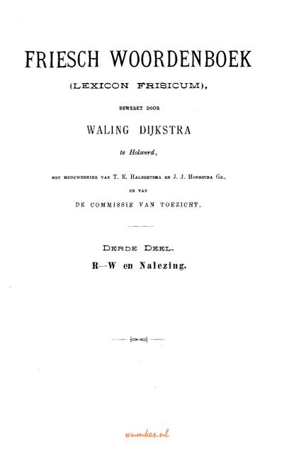 Friesch Woordenboek Tresoar