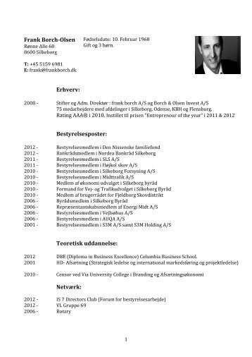 Frank Borch-Olsen's CV.