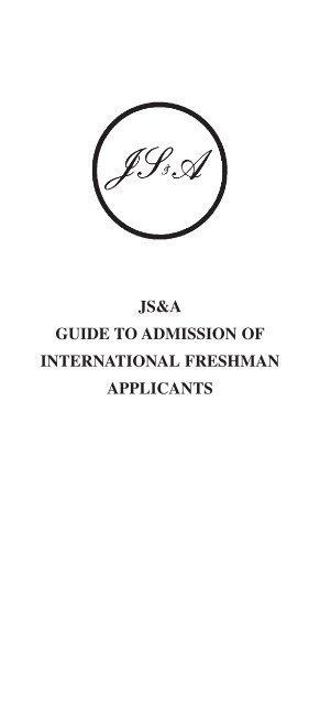 js&a guide to admission of international freshman applicants