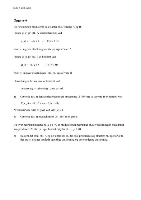 Matematik A, hhx, den 23. maj 2011 (pdf) - Undervisningsministeriet