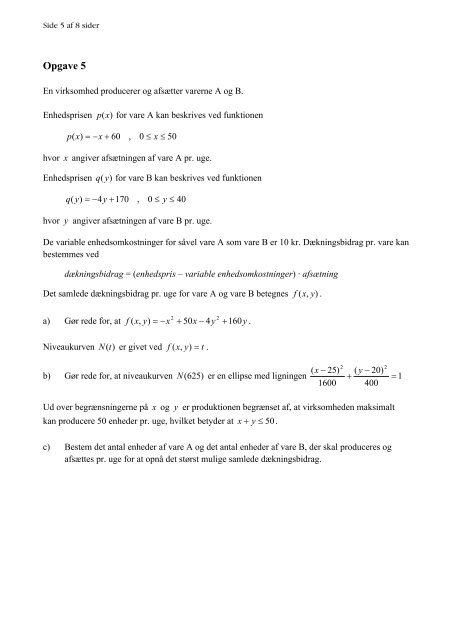 Matematik A, hhx, den 15. august 2011 (pdf)