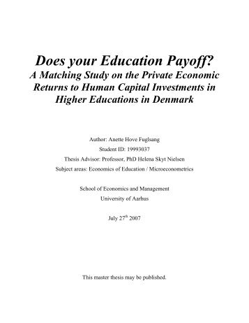 Does your Education Payoff? - School of Economics and ...