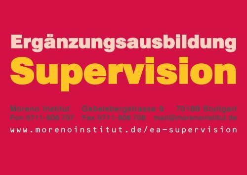 Ergänzungsausbildung Supervision - Moreno Institut Stuttgart