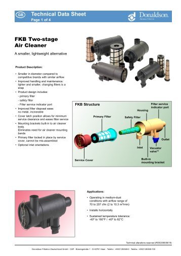 FKB Air Cleaner (Technical Data Sheet)