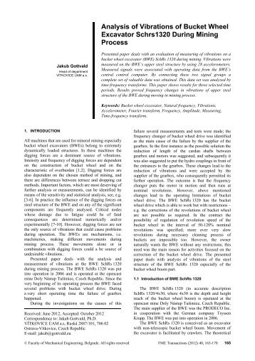 Analysis of Vibrations of Bucket Wheel Excavator Schrs1320 During ...