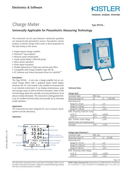 Data sheet, Type 5015A... - Helmar