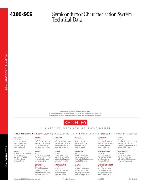 Semiconductor Characterization System Technical Data - Helmar