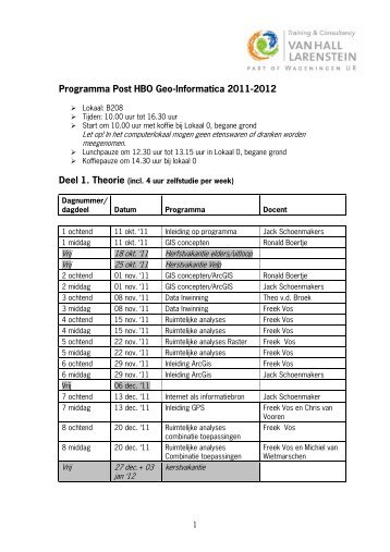 Planning - Hogeschool Van Hall Larenstein.