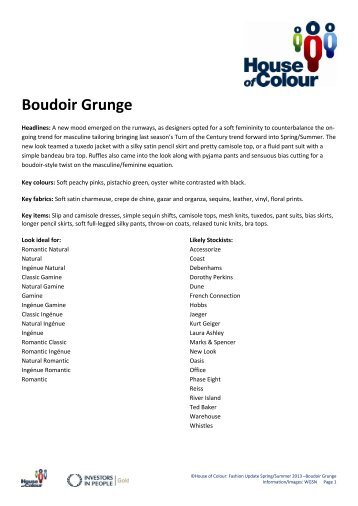 Boudoir Grunge©House of Colour: Fashion Update Spring/Summer ...