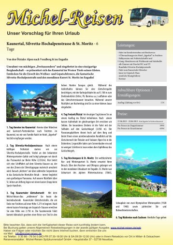 Kaunertal, Silvretta-Hochalpenstrasse & St. Moritz - Michel-Reisen