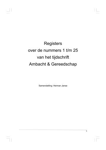 Register 25 nummers (2v) - Ambacht & Gereedschap