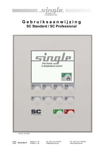 SC Regeling - gebruiksaanwijzing / Control system ... - Single-temp.de