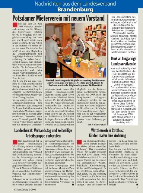 Potsdamer Mieterverein Mit Neuem Vorstand Mieterbund Land