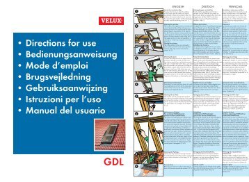 • Directions for use • Bedienungsanweisung • Mode d'emploi ... - Velux