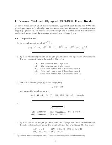 1 Vlaamse Wiskunde Olympiade 1989-1990: Eerste Ronde. - VWO