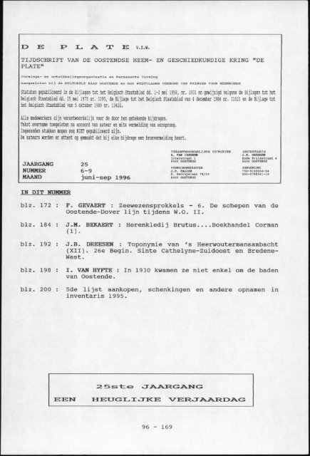 I2) E lE' LATE vzw TIJDSCHRIFT VAN DE OOSTENDSE ... - De Plate