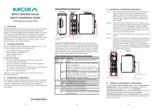 NPort IA5450A Series Quick Installation Guide - Moxa
