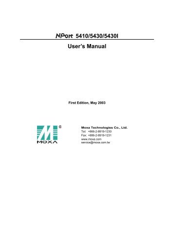 NPort 5200 Series User's Manual - Moxa