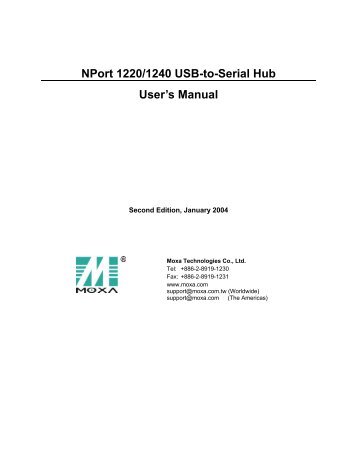 NPort 1220/1240 USB-to-Serial Hub User's Manual - Moxa