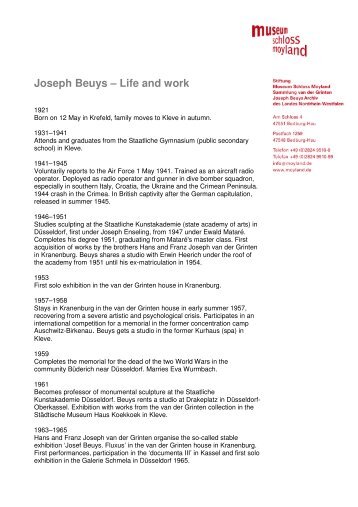 Joseph Beuys â Life and work - Museum Schloss Moyland