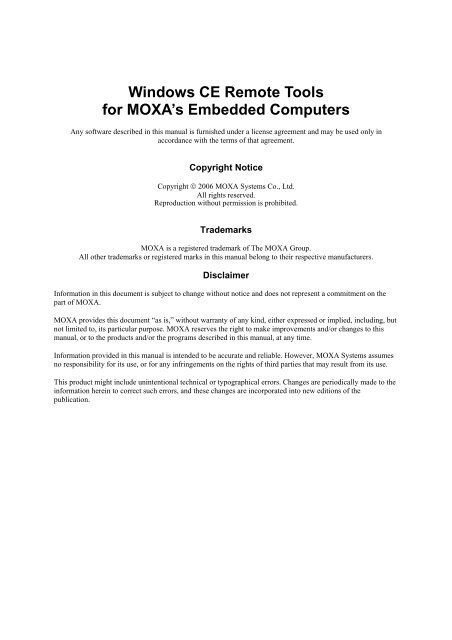 Windows CE Remote Tools for MOXA's Embedded Computers